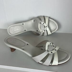 Cole Haan White Leather and Patent Mule Sandals